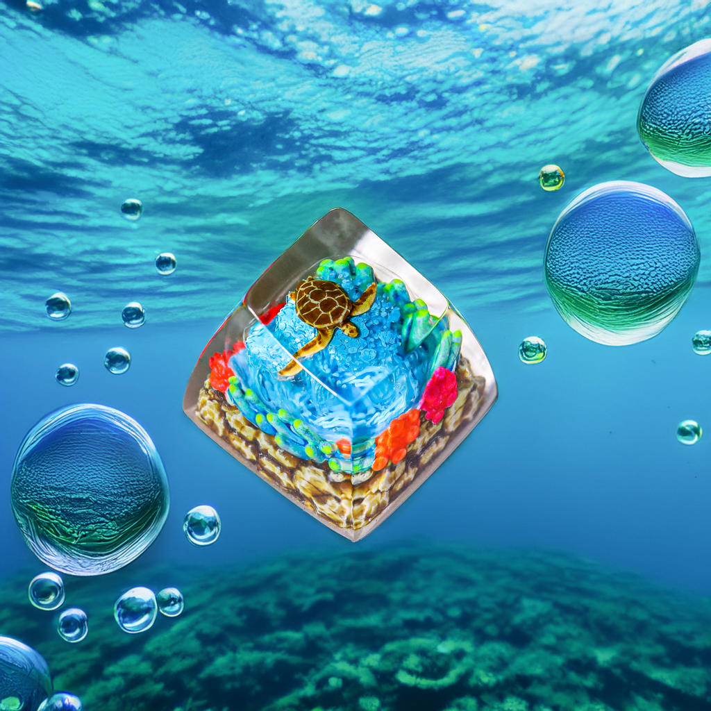 Coral Reef Turtle Artisan Keycap 2 Sea Creature Keycap