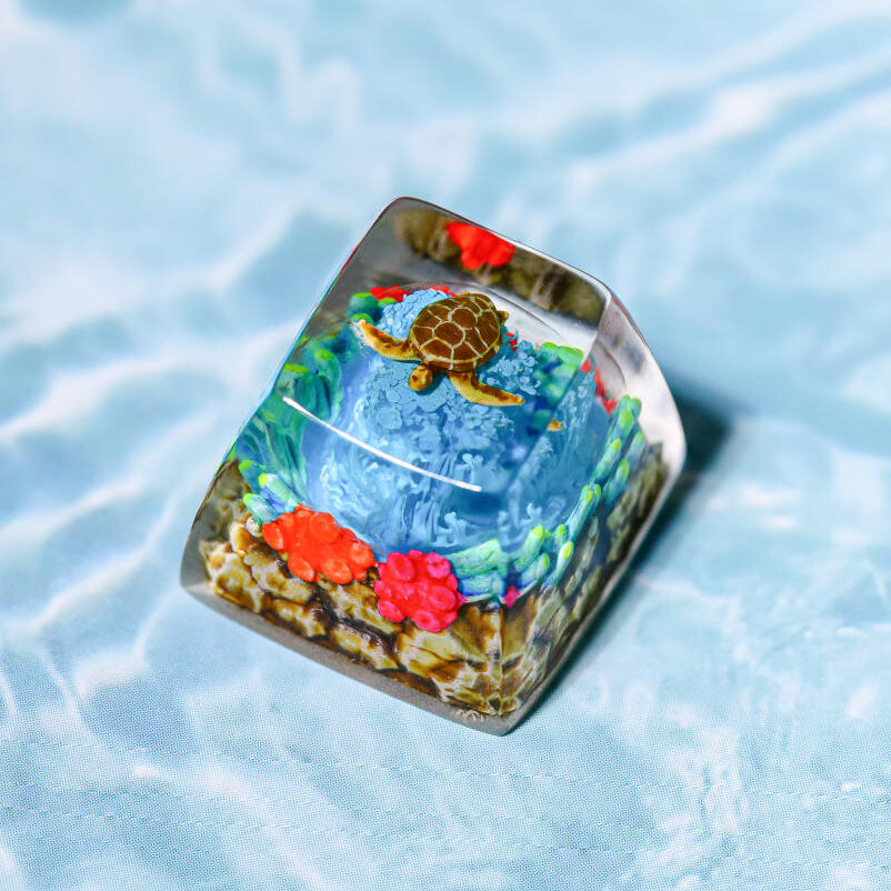 Coral Reef Turtle Artisan Keycap 1 Coral Reef Turtle Artisan Keycap