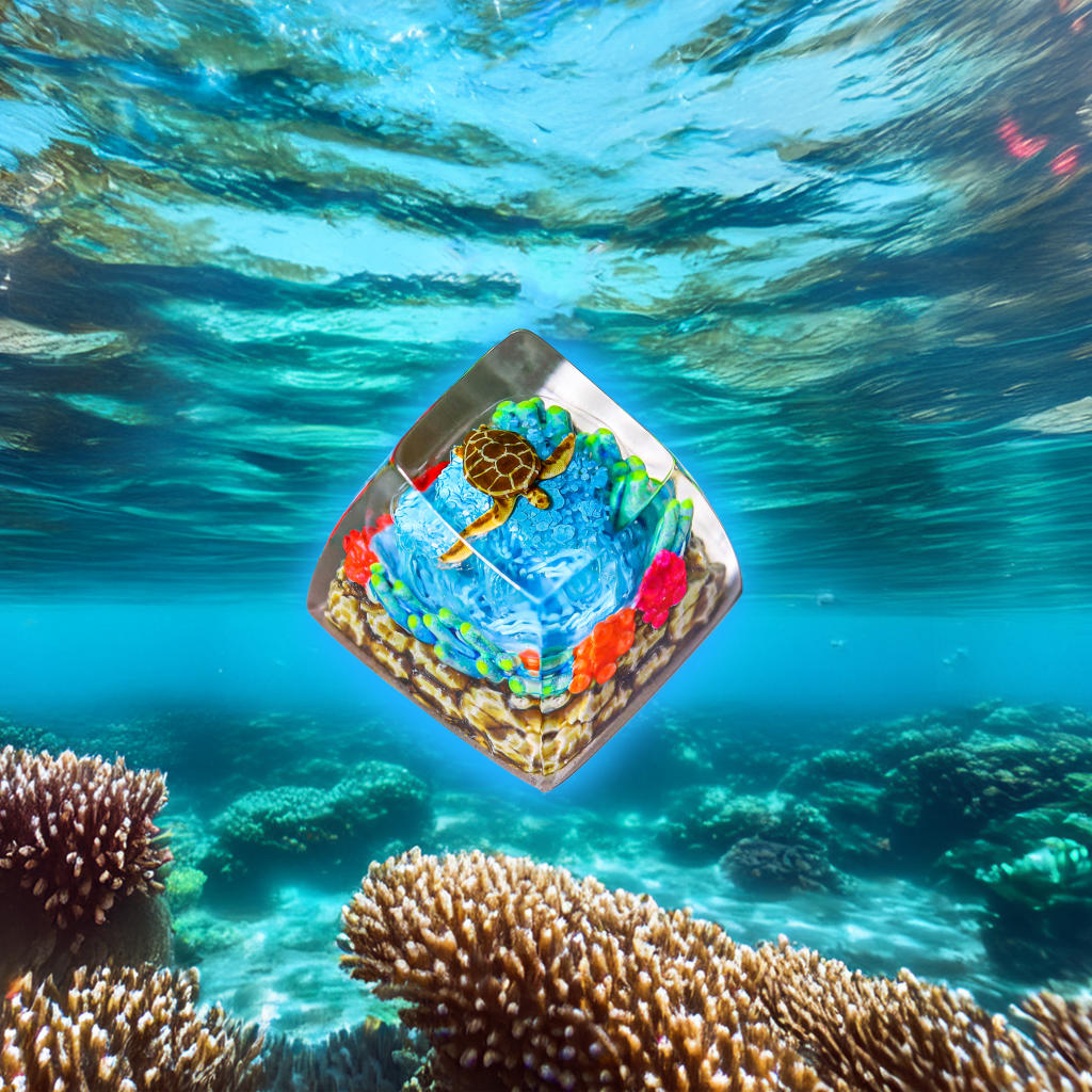 Coral Reef Turtle Artisan Keycap 3 Coral Reef Turtle Artisan Keycap