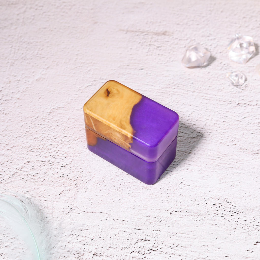 Slim Purple Resin Walnut Wood Ring Box 6 Slim Purple Resin Walnut Wood Ring Box