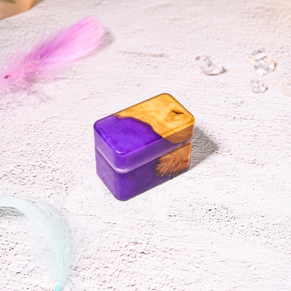 Slim Purple Resin Walnut Wood Ring Box 7 Slim Purple Resin Walnut Wood Ring Box