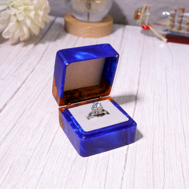 Square Navy Blue Wedding Engagement Ring Box 4 Square Navy Blue Wedding Engagement Ring Box