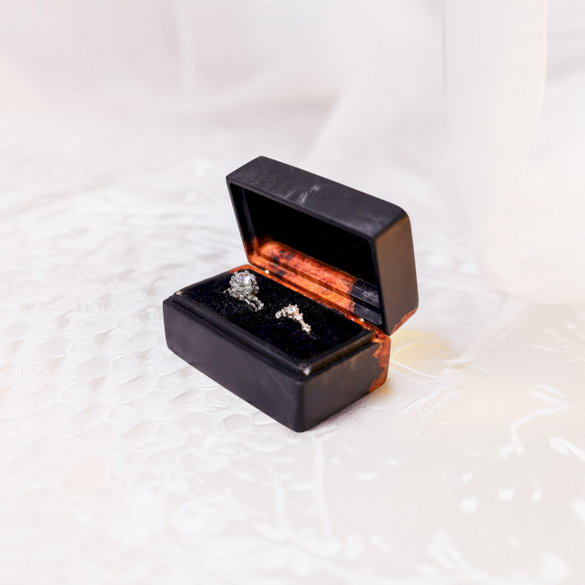 Custom Black Rectangular Resin Double Ring Box 6 Custom Black Rectangular Resin Double Ring Box