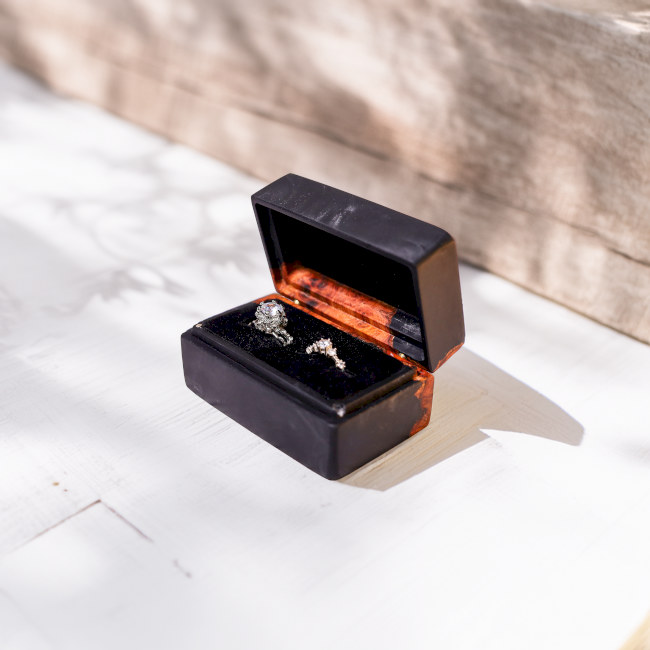 Custom Black Rectangular Resin Double Ring Box 7 Custom Black Rectangular Resin Double Ring Box
