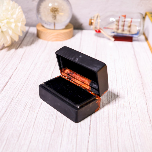 Custom Black Rectangular Resin Double Ring Box 2 Custom Black Rectangular Resin Double Ring Box