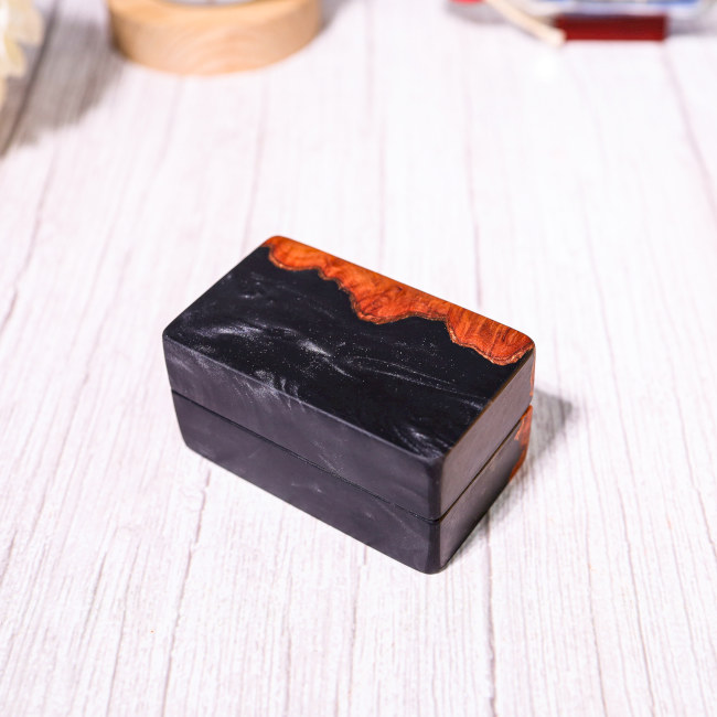 Custom Black Rectangular Resin Double Ring Box 4 Custom Black Rectangular Resin Double Ring Box