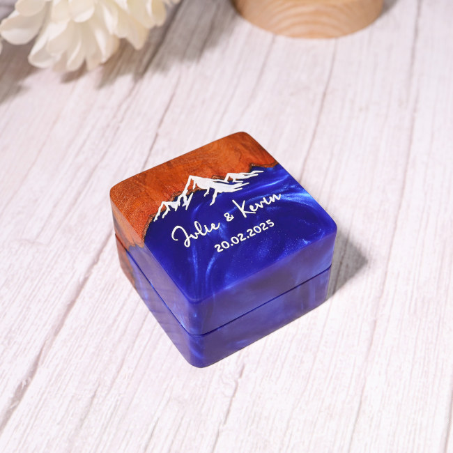 Square Navy Blue Wedding Engagement Ring Box 2 Square Navy Blue Wedding Engagement Ring Box