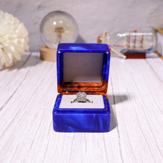 Square Navy Blue Wedding Engagement Ring Box 3 Square Navy Blue Wedding Engagement Ring Box