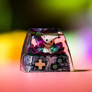 Mimikyu Pokemon Keycap showcases vibrant hues, highlighting its eerie charm