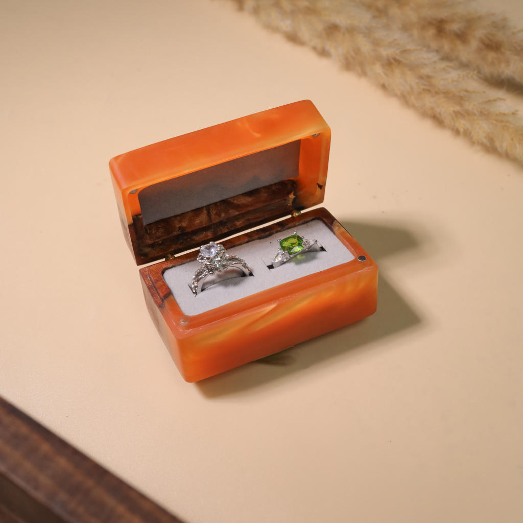 Custom Rectangle Double Ring Box 4 Personalized Engraved Engagement Ring Box