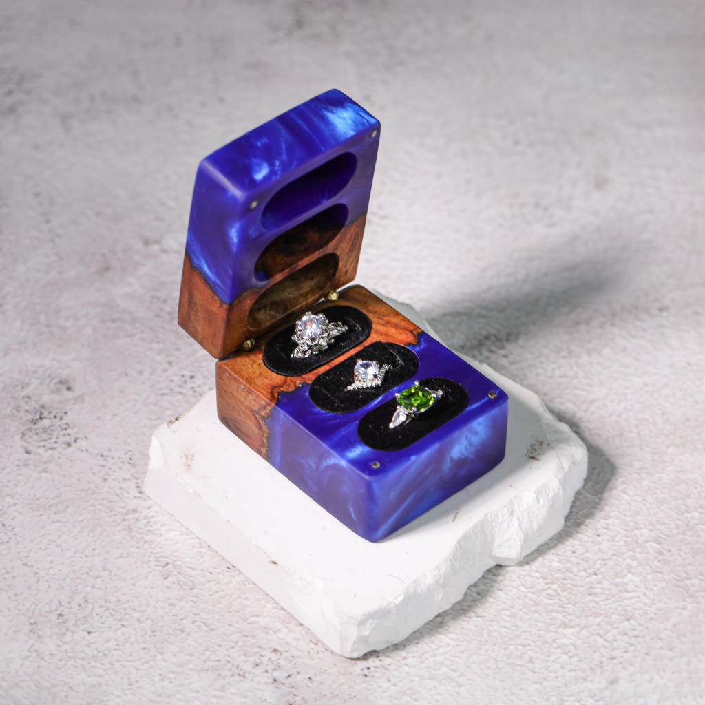 Custom Triple Ring Box 7 Personalized Triple Slot Ring Box