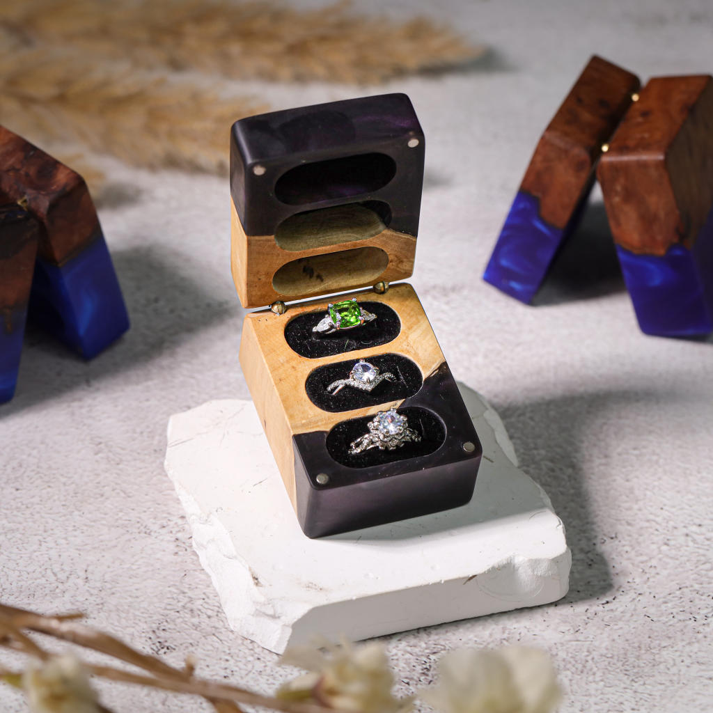 Custom Triple Ring Box 3 Triple Wooden Ring Box