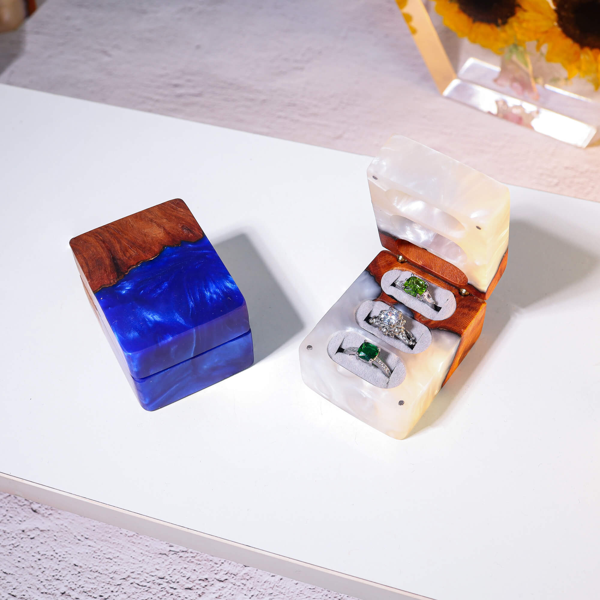 Custom Triple Ring Box 8 White Triple Ring Box