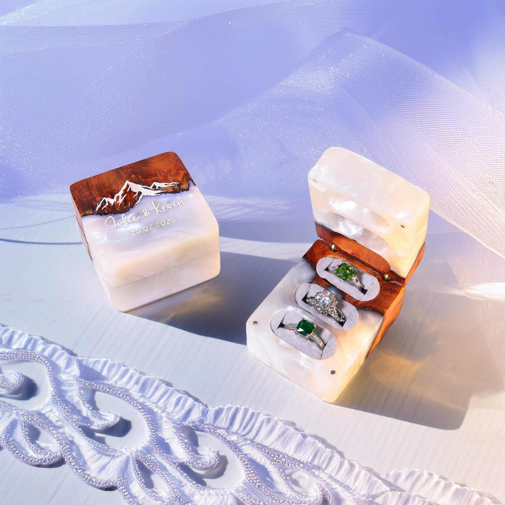 Custom Triple Ring Box 10 Custom White Triple Ring Box