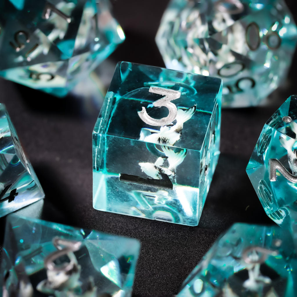 Blue Ocean DND Resin Dice 2 Ocean Resin DnD Dice Set