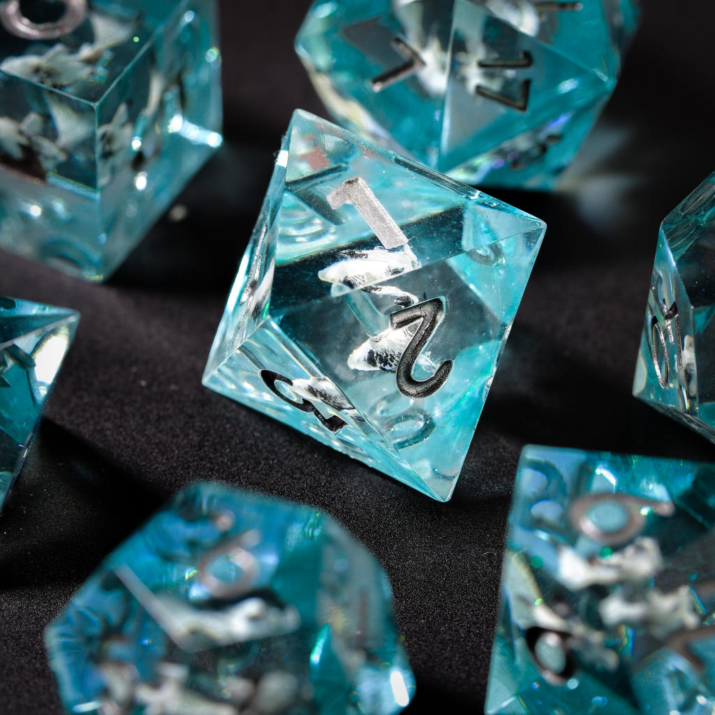 Blue Ocean DND Resin Dice 6 Ocean Fantasy Resin Dice Set