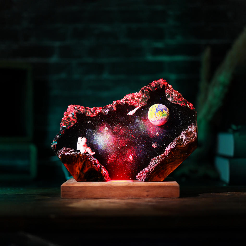 The Earth and Astronaut Epoxy Lamp Ver 2 10 Astronaut Epoxy Resin Lamp