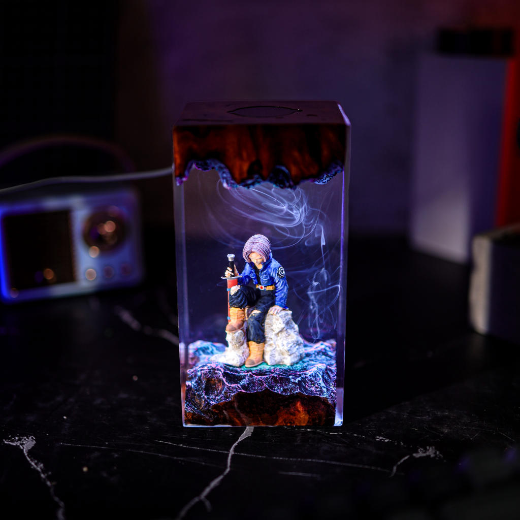 Lavender Warrior Resin Lamp 4 Handmade Trunks LED Lamp