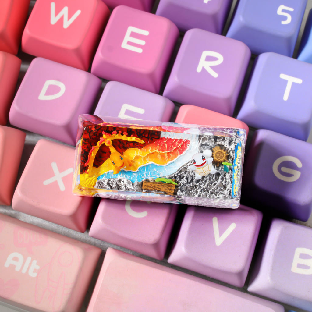 Charmander & Squirtle Pokémon Backspace Keycap 6 Pokémon Resin Keyboard Cap