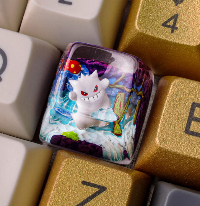 Creepy White Gengar Pokémon Keycap 1 Creepy White Gengar Pokémon Keycap