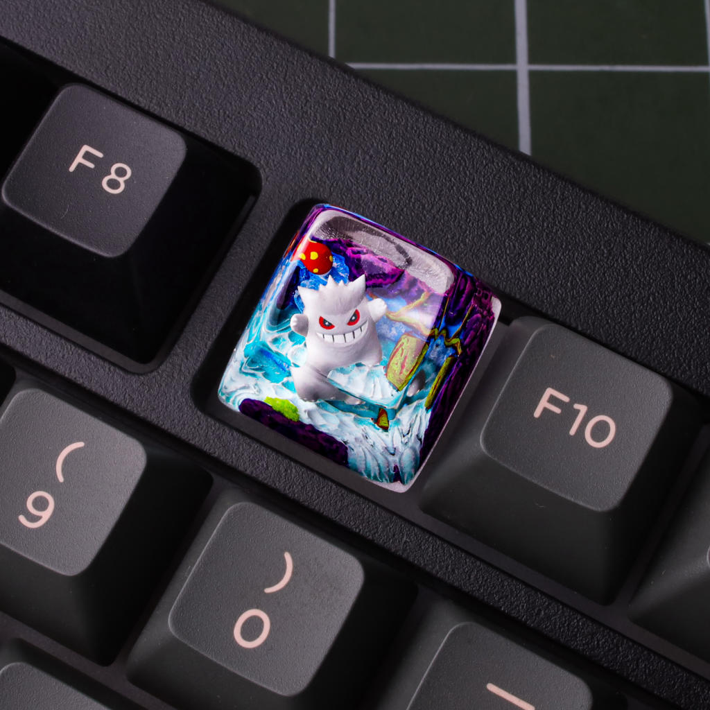 Creepy White Gengar Pokémon Keycap 5 Handmade Gengar Keycap