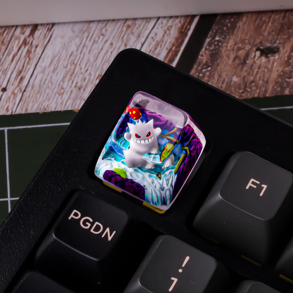 Creepy White Gengar Pokémon Keycap 6 Handmade Gengar Keycap