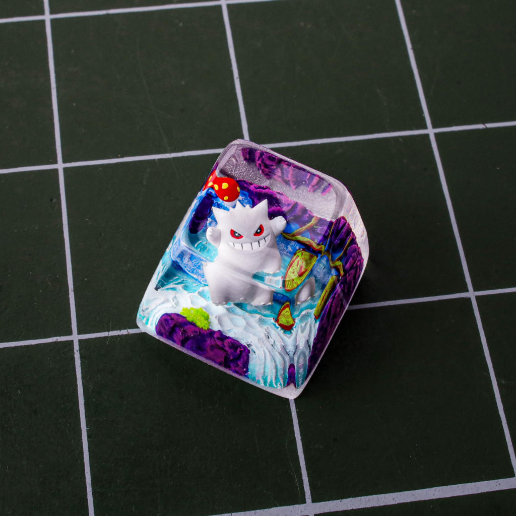 Creepy White Gengar Pokémon Keycap 7 White Gengar Resin Keycap