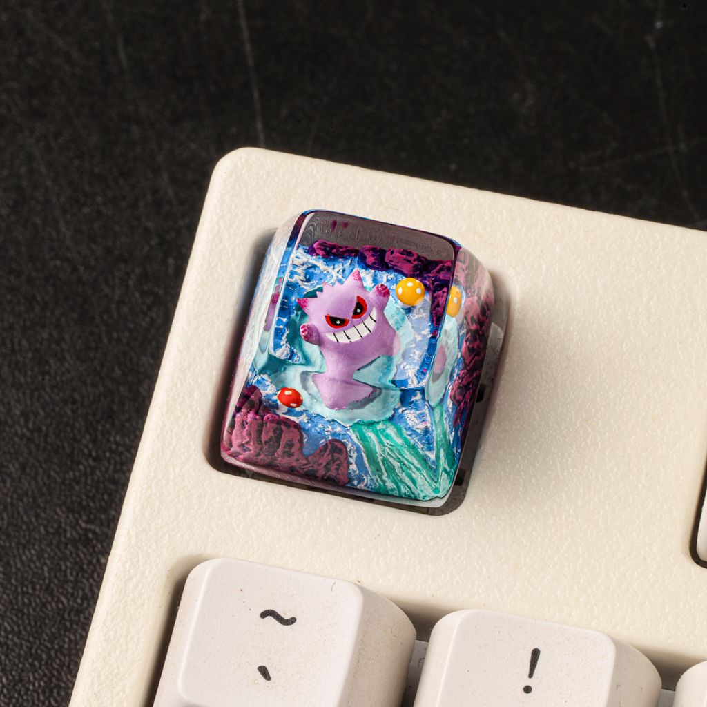 Creepy White Gengar Pokémon Keycap 14 Handmade Gengar Pokémon ESC Keycap