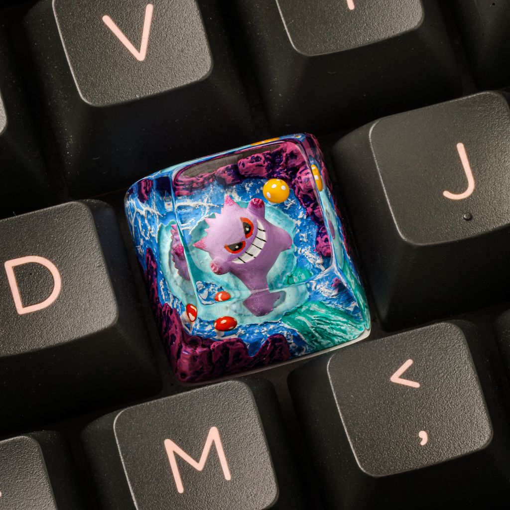 Creepy White Gengar Pokémon Keycap 12 Custom White Gengar Mechanical Keyboard Keycap