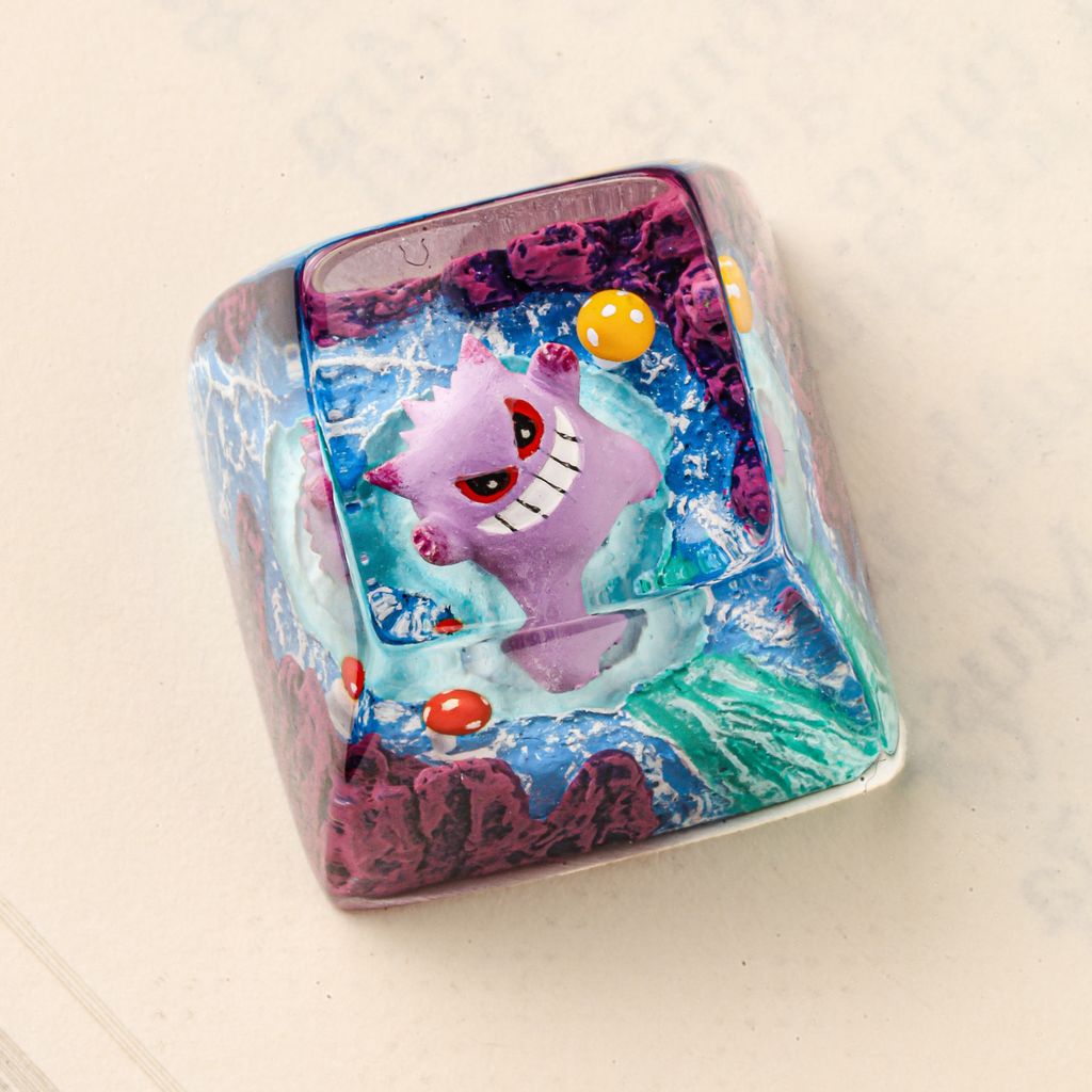Creepy White Gengar Pokémon Keycap 13 Purple Gengar Resin Gaming Keyboard Key