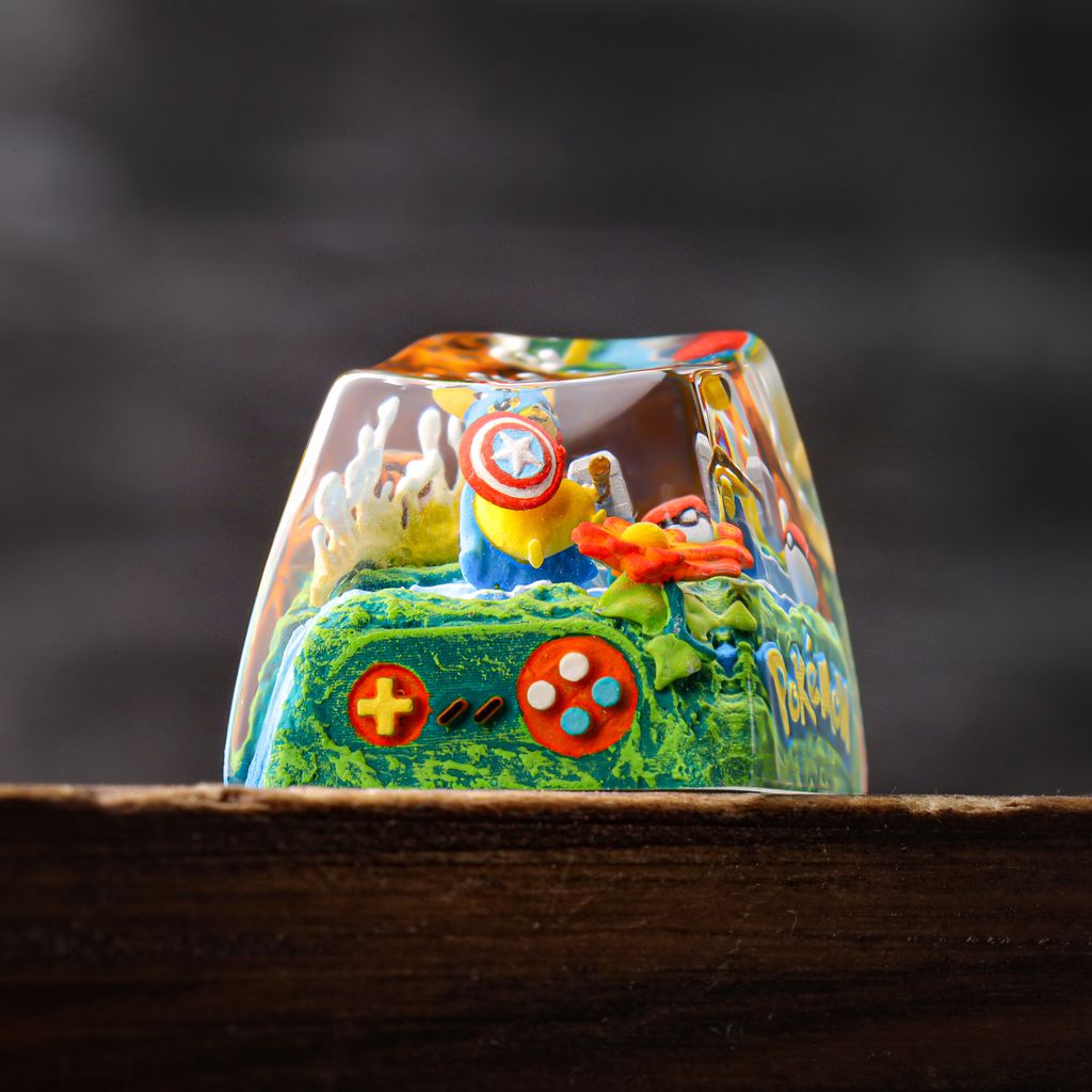 Pikachu Captain America Pokémon Keycap 8 Pikachu Captain America Resin Keycap