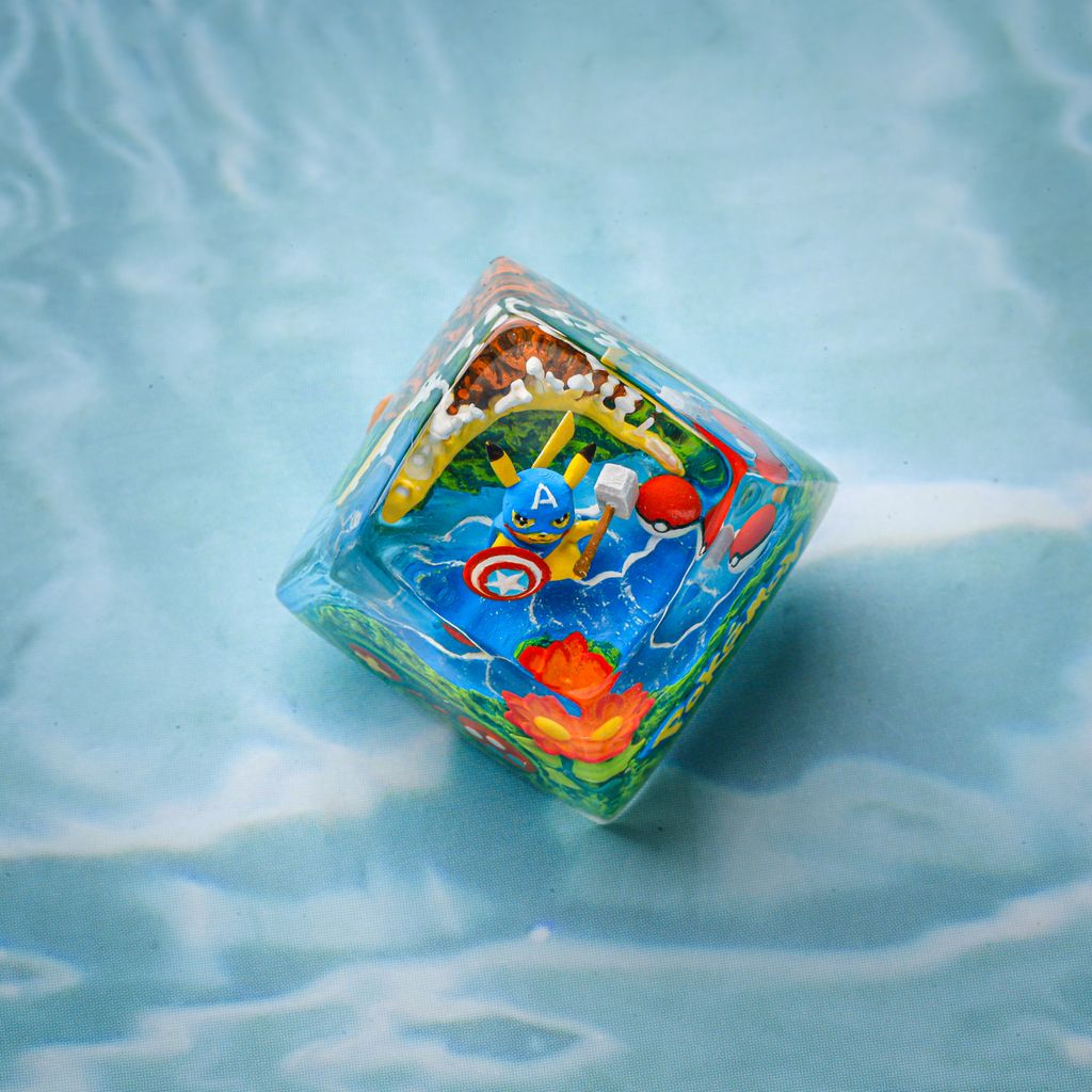 Pikachu Captain America Pokémon Keycap 7 Pokémon Pikachu Captain America Artisan Keycap