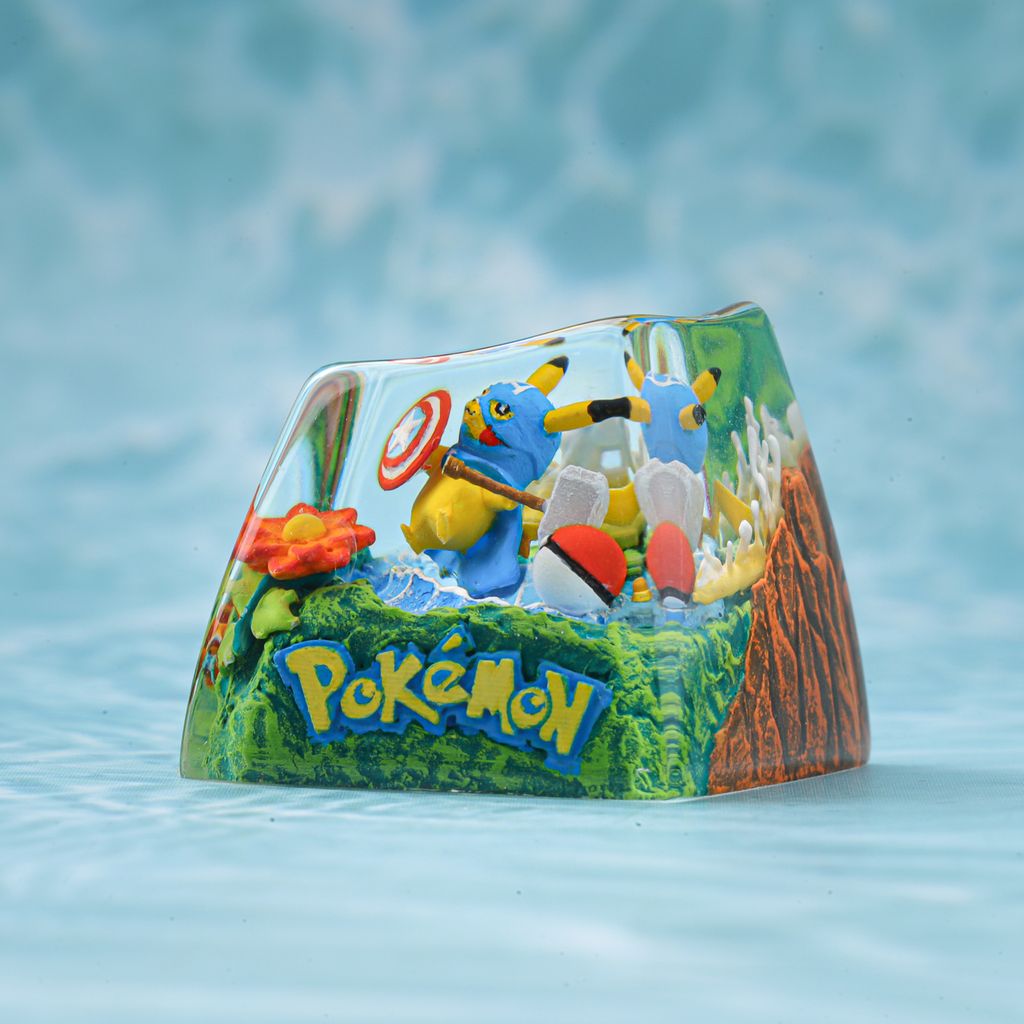 Pikachu Captain America Pokémon Keycap 5 Handmade Pikachu Captain America Pokémon Keycap