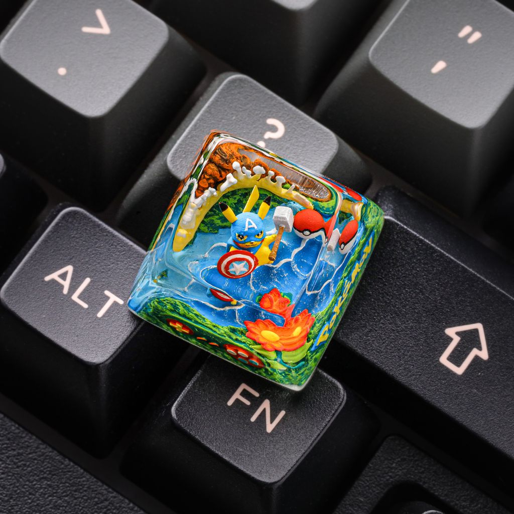 Pikachu Captain America Pokémon Keycap 2 Pokémon Pikachu Captain America Custom Keycap