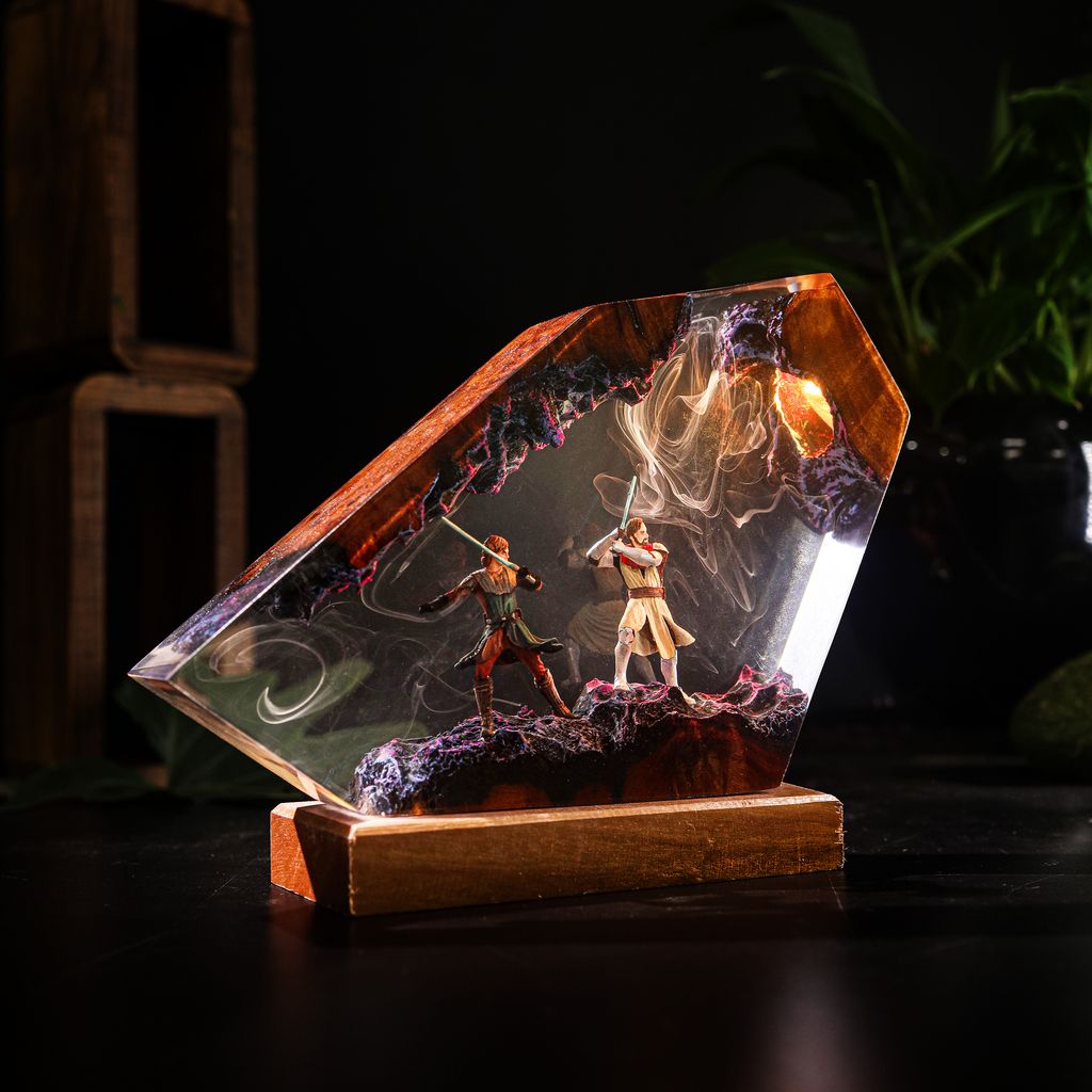 General Kenobi & Anakin Skywalker Star Wars Lamp 3 Star Wars Anakin and Obi-Wan Epoxy Resin Lamp