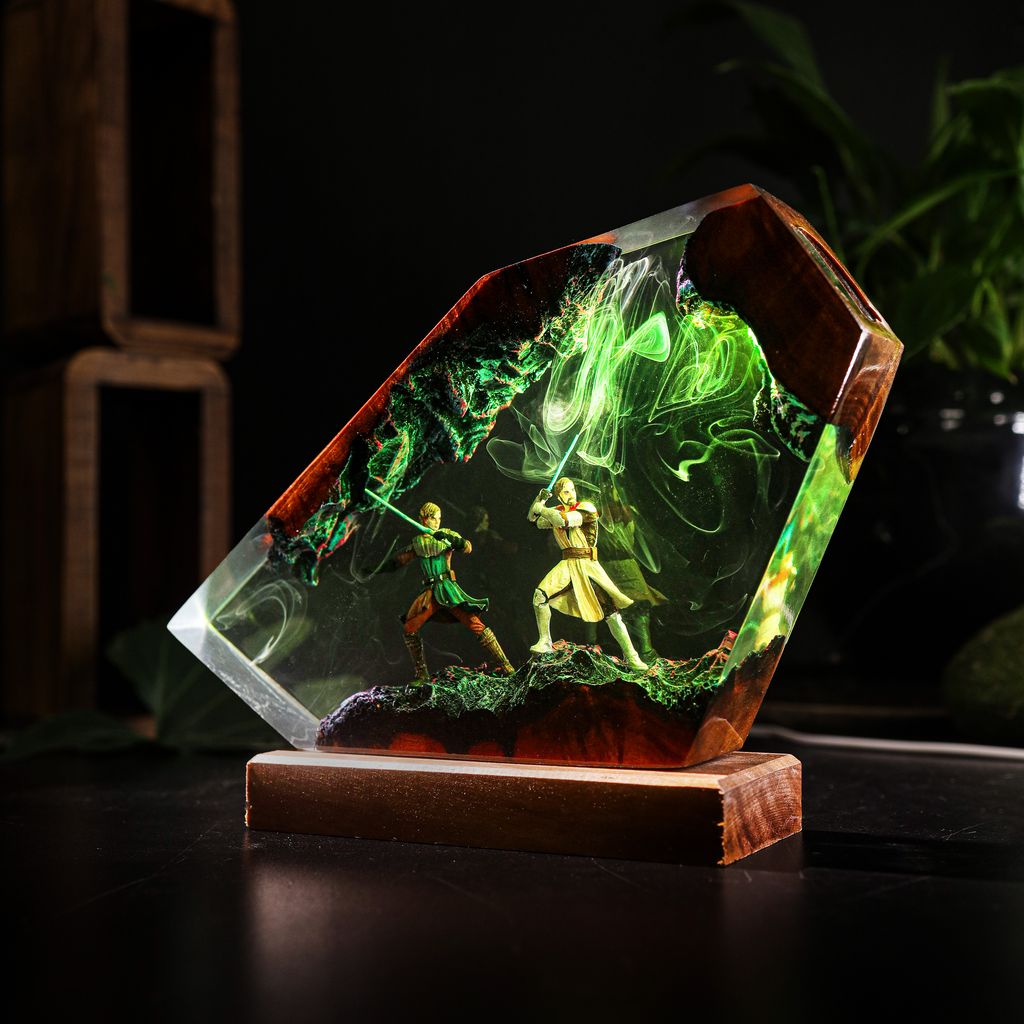 General Kenobi & Anakin Skywalker Star Wars Lamp 2 General Kenobi Anakin Skywalker Collectible Resin Light