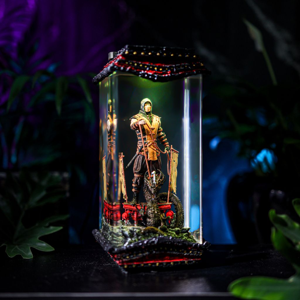 Handmade Hellfire Ninja Gaming Lamp 8 Ninja Themed Resin Art Lamp