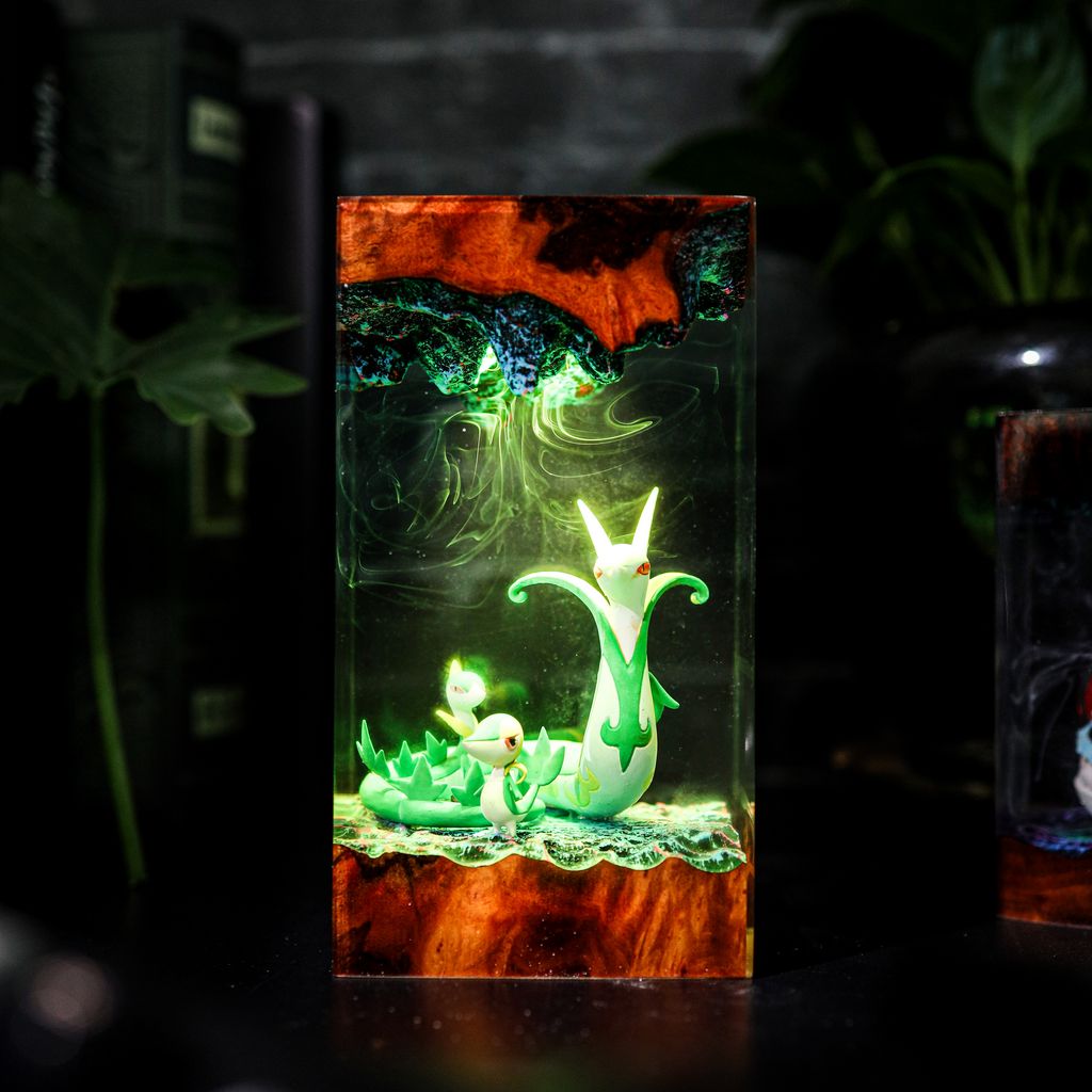 Snivy, Servine, and Serperior Pokémon Lamp 2 Grass Type Pokémon Snivy Servine Serperior LED Lamp