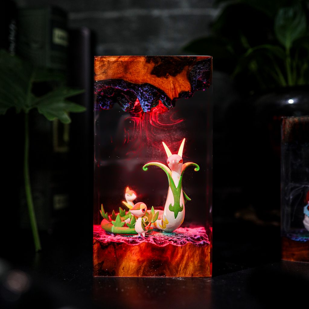 Snivy, Servine, and Serperior Pokémon Lamp 4 Snivy Servine Serperior Pokémon Resin Lamp