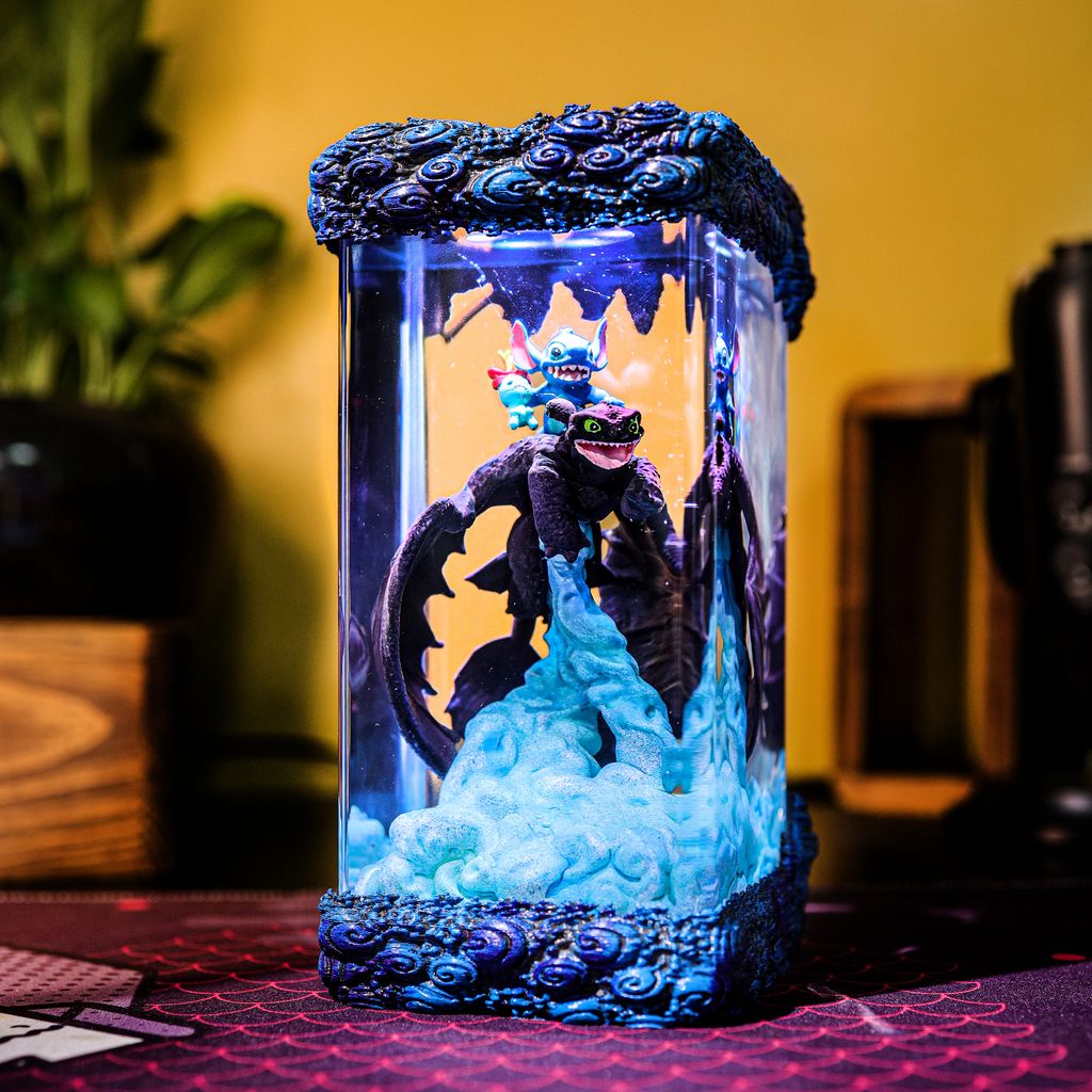 Toothless and Stitch Night Light 9 Toothless and Stitch Wood Base Epoxy Light