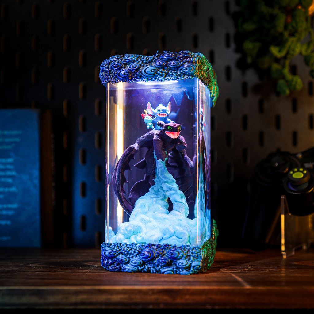 Toothless and Stitch Night Light 6 Toothless and Stitch Handmade Resin Lamp
