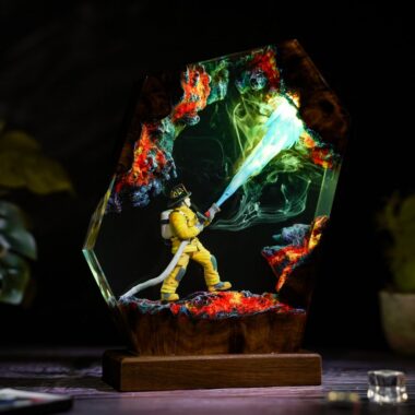 Firefighter Resin Lamp