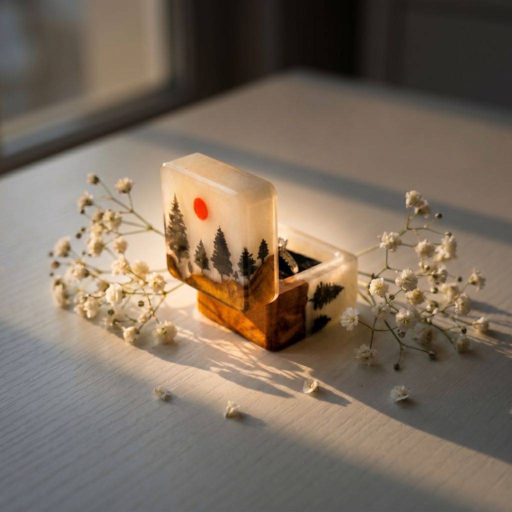 Pine Forest Engagement Ring Box 3 Personalized Pine Forest Jewelry Gift Box