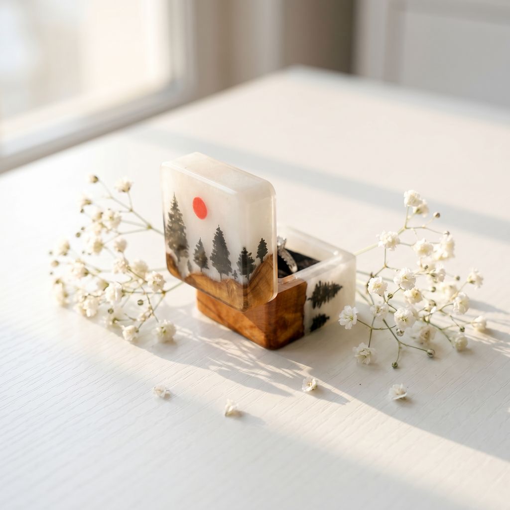Pine Forest Engagement Ring Box 4 Nature-Inspired Woodland Ring Box