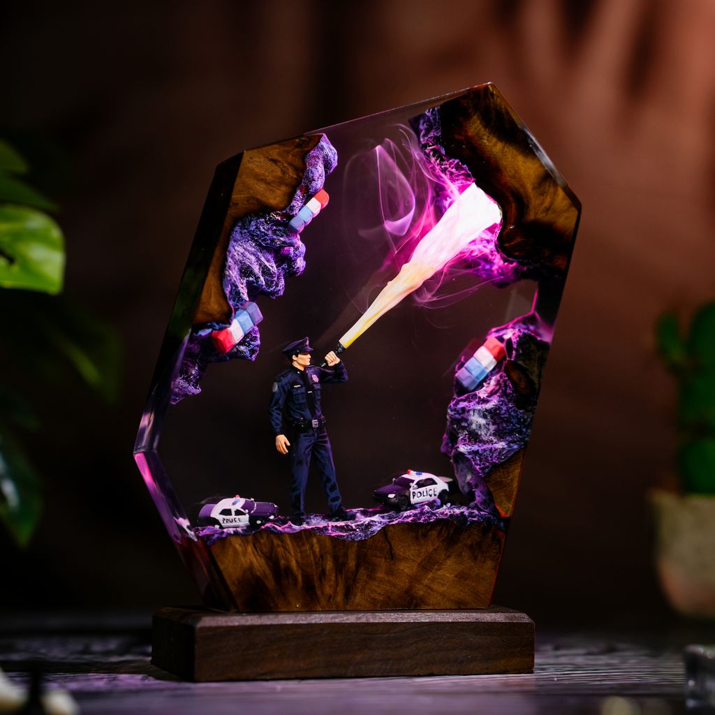 Police Resin Lamp 3 Law Enforcement Theme Resin Night Lamp