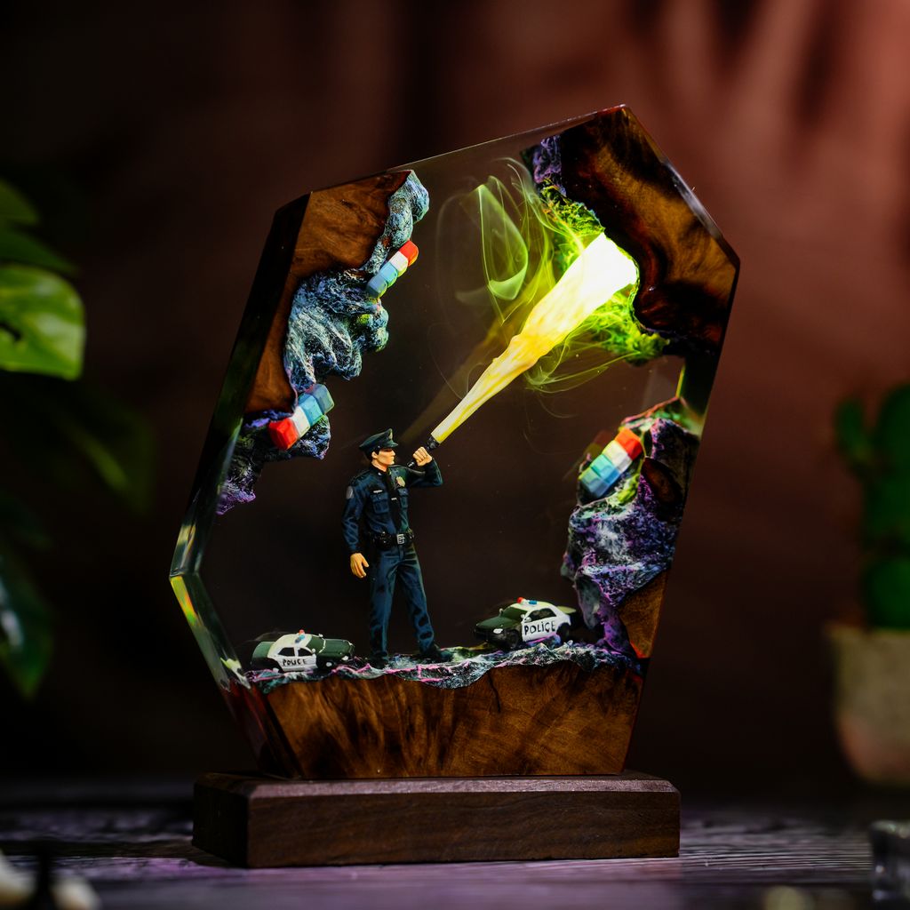 Police Resin Lamp 7 Custom Police Badge Resin Light