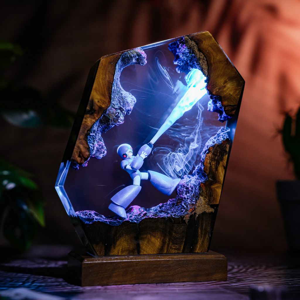 Mega Man Blue Bomber Epoxy Lamp 6 Mega Man Blue Bomber Resin Lamp