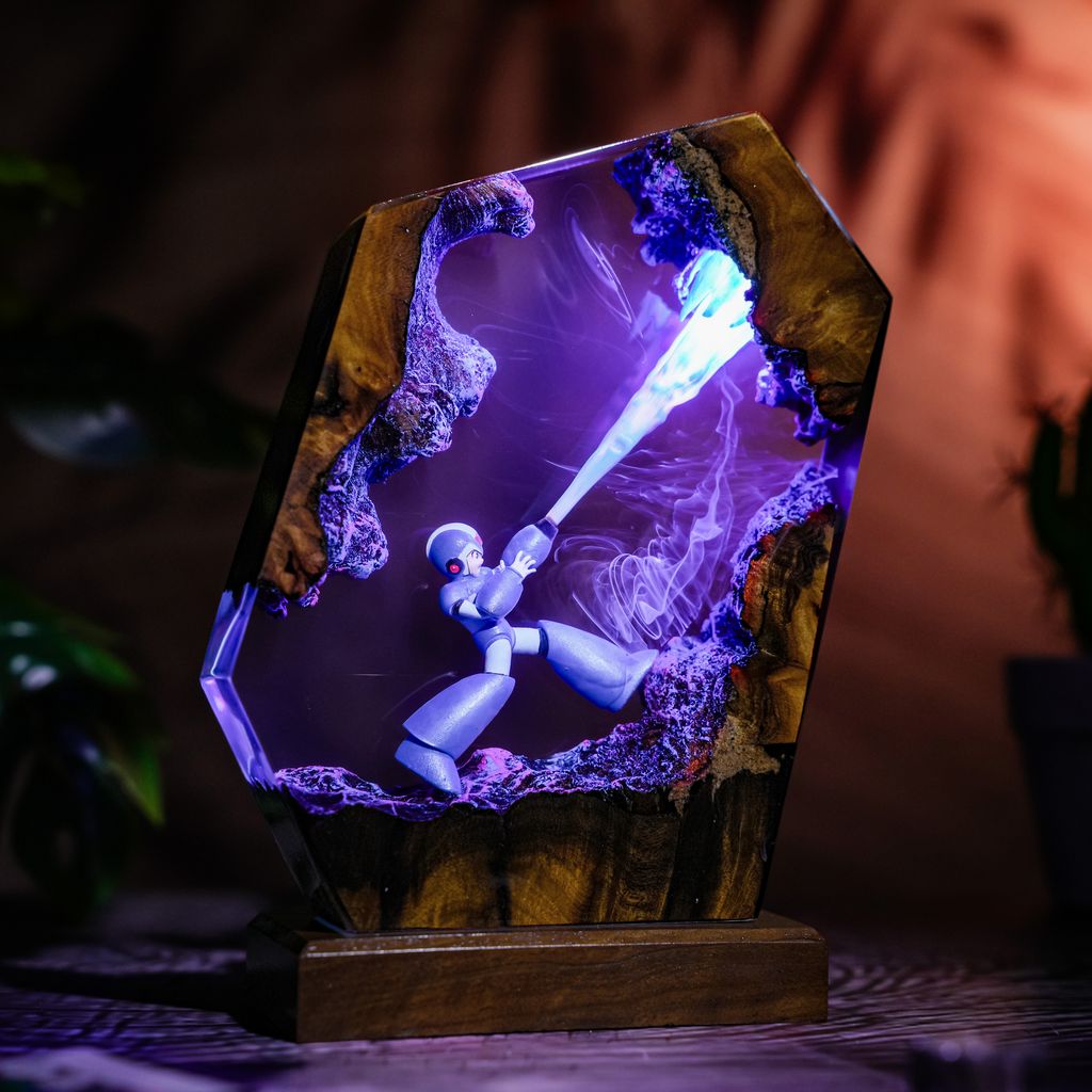 Mega Man Blue Bomber Epoxy Lamp 7 Mega Man Blue Bomber Table Lamp