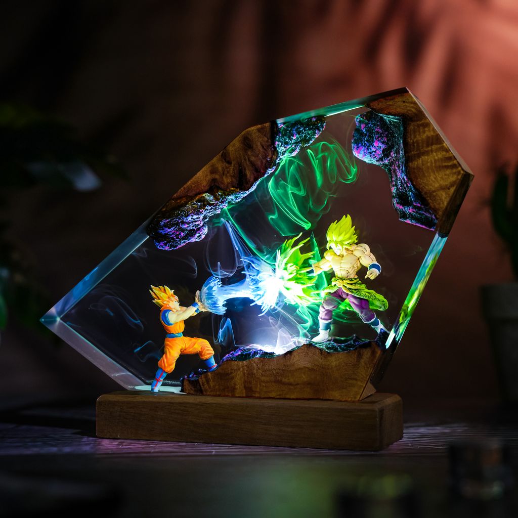 Goku vs Broly Dragon Ball Z Lamp 9 Goku Broly Dragon Ball Epoxy Lamp